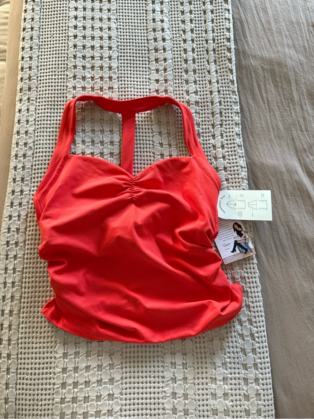 NEW Blogilates Orange-Red T-Back Top Size M